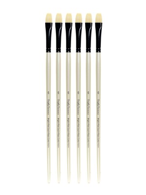 Robert Simmons Simply Simmons Long Handle Brushes, 6 Bristle Bright, Pack of 6 (PK6-255141006)