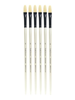 Robert Simmons Simply Simmons Long Handle Brushes 6 bristle flat [Pack of 6] (PK6-255144006)