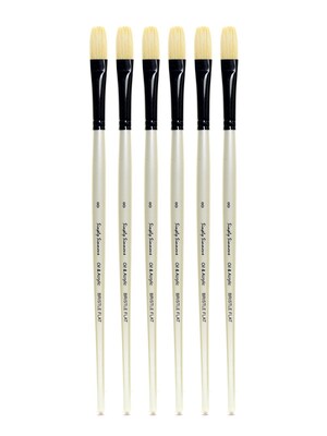 Robert Simmons Simply Simmons Long Handle Brushes, 8 Bristle Flat, Pack of 6 (PK6-255144008)