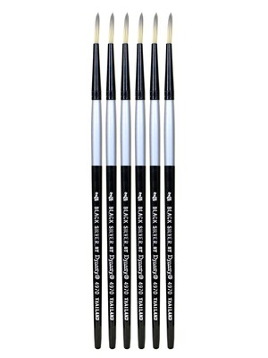 Dynasty Black Silver Round Short Handle 4, Pack of 6 (PK6-32825)