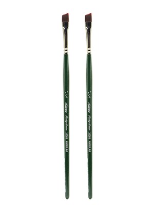 Silver Brush Ruby Satin Series Synthetic Brushes, Short Handle 1/4 in. Angular 2506S, Pack of 2 (PK2-2506S-1/4 in)