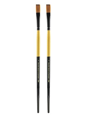 Dynasty Black Gold Series Long Handled Synthetic Brushes 6 flat 1526F, 2/Pack (PK2-12152)