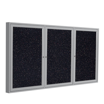Ghent 4 H x 8 W Enclosed Recycled Rubber Bulletin Board with Satin Frame, 3 Door, Confetti (PA3489