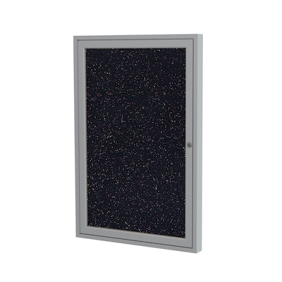 Ghent 24H x 18W Enclosed Recycled Rubber Bulletin Board with Satin Frame, 1 Door, Confetti (PA1241