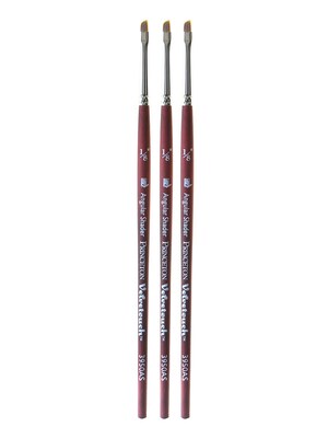 Princeton Velvetouch Mixed Media Brushes, 012 Angular Shader, Pack of 3 (PK3-3950AS-012)