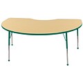 ECR4Kids Thermo-Fused Adjustable Ball 72 x 48 Kidney Laminate Activity Table Maple/Green (ELR-14204-MPGNGNTB)