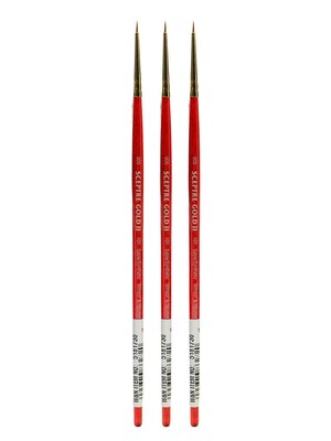 Winsor and Newton Sceptre Gold II Short Handled Brushes 3/0 round 101 [Pack of 3] (PK3-5181730)