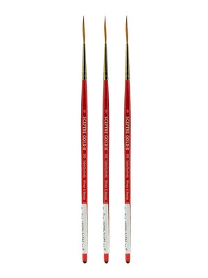 Winsor and Newton Sceptre Gold II Short Handled Brushes, 0 lettering 303, Pack of 3 (PK3-5183700)