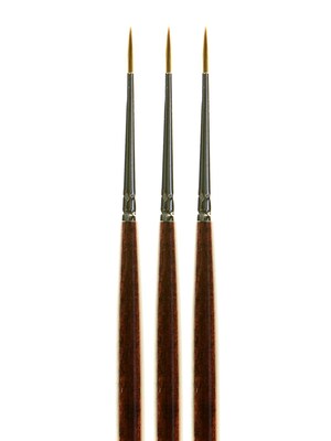 Princeton Series 7000 Long Handled Kolinsky Sable Brushes, Round Size 0, Pack of 3 (PK3-7000R0)