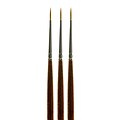 Princeton Series 7000 Long Handled Kolinsky Sable Brushes, Round Size 0, Pack of 3 (PK3-7000R0)