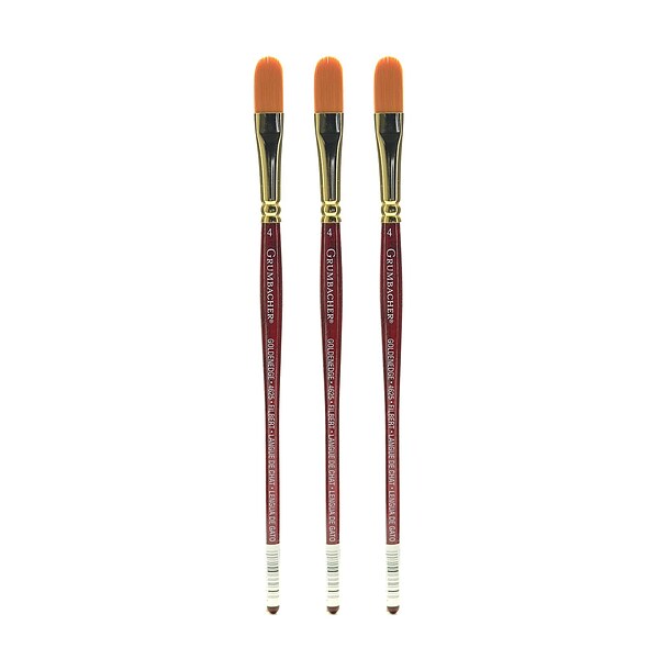 Grumbacher Goldenedge Watercolor Brushes, 4 Filbert, Pack of 3 (PK3-4625.4)