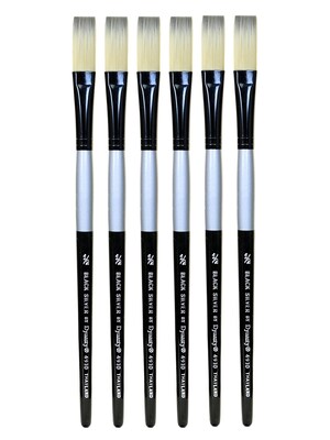 Dynasty Black Silver Stroke Short Handle 1/2, Pack of 6 (PK6-32800)