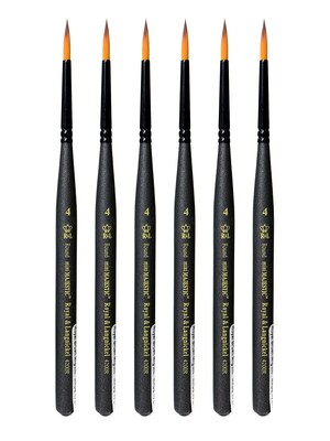 Royal and Langnickel Series 4200 Mini-Majestic Brushes 4 round [Pack of 6] (PK6-R4200R-4)