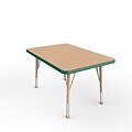 ECR4Kids T-Mold Adjustable Ball 36 x 24 Rectangle Laminate Activity Table Maple/Green/Sand (ELR-14106-MGNSD-TB)
