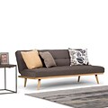 Simpli Home Spencer Linen Look Sofa Bed in Dark Chocolate Brown (AXCSOF-02-SBR)