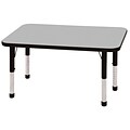 ECR4Kids Thermo-Fused Adjustable 48 x 24 Rectangle Laminate Activity Table Grey/Black (ELR-14207-GYBKBKCH)