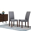 Simpli Home Acadian Faux Leather Parson Dining Chair in Stone Grey (Set of 2) (WS5113-4-G)