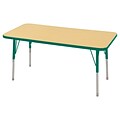 ECR4Kids Thermo-Fused Adjustable Swivel 48 x 24 Rectangle Laminate Activity Table Maple/Green (ELR-14207-MPGNGNSS)