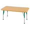 ECR4Kids Thermo-Fused Adjustable 48 x 24 Rectangle Laminate Activity Table Maple/Maple/Green (ELR-14207-MPMPGNCH)
