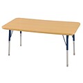 ECR4Kids Thermo-Fused Adjustable Swivel 48 x 24 Rectangle Laminate Activity Table Maple/Maple/Navy (ELR-14207-MPMPNVTS)