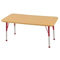 ECR4Kids Thermo-Fused Adjustable Ball 48 x 24 Rectangle Laminate Activity Table Maple/Maple/Red (ELR-14207-MPMPRDTB)