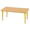 ECR4Kids Thermo-Fused Adjustable 48 x 24 Rectangle Laminate Activity Table Maple/Maple/Yellow (ELR-14207-MPMPYECH)