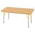 ECR4Kids Thermo-Fused Adjustable Swivel 48 x 24 Rectangle Laminate Activity Table Maple/Maple/Yellow (ELR-14207-MPMPYESS)