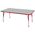 ECR4Kids Thermo-Fused Adjustable Ball 60 x 24 Rectangle Laminate Activity Table Grey/Red (ELR-14208-GYRDRDTB)