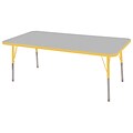 ECR4Kids Thermo-Fused Adjustable Swivel 60x24 Rectangle Laminate Activity Table Grey/Yellow (ELR-14208-GYYEYETS)