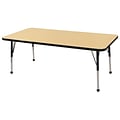 ECR4Kids Thermo-Fused Adjustable Ball 60x24 Rectangle Laminate Activity Table Maple/Black (ELR-14208-MPBKBKTB)