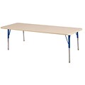 ECR4Kids Thermo-Fused Adjustable Swivel 60 x 24 Rectangle Laminate Activity Table Maple/Maple/Blue (ELR-14208-MPMPBLTS)