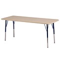 ECR4Kids Thermo-Fused Adjustable Swivel 60 x 24 Rectangle Laminate Activity Table Maple/Maple/Navy (ELR-14208-MPMPNVTS)
