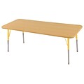 ECR4Kids Thermo-Fused Adjustable Swivel 60 x 24 Rectangle Laminate Activity Table Maple/Maple/Yellow (ELR-14208-MPMPYETS)