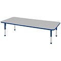 ECR4Kids Thermo-Fused Adjustable 72 x 24 Rectangle Laminate Activity Table Grey/Blue (ELR-14209-GYBLBLCH)