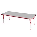 ECR4Kids Thermo-Fused Adjustable Ball 72 x 24 Rectangle Laminate Activity Table Grey/Red (ELR-14209-GYRDRDSB)