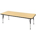 ECR4Kids Thermo-Fused Adjustable Ball 72 x 24 Rectangle Laminate Activity Table Maple/Black (ELR-14209-MPBKBKTB)