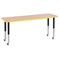 ECR4Kids Thermo-Fused Adjustable Leg 72 x 24 Rectangle Laminate Activity Table Maple/Yellow/Black (ELR-14209-MPYEBKSL)