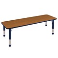 ECR4Kids Thermo-Fused Adjustable 72 x 24 Rectangle Laminate Activity Table Oak/Navy (ELR-14209-OKNVNVCH)