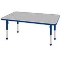 ECR4Kids Thermo-Fused Adjustable 48 x 30 Rectangle Laminate Activity Table Grey/Blue (ELR-14210-GYBLBLCH)