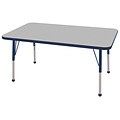 ECR4Kids Thermo-Fused Adjustable Ball 48 x 30 Rectangle Laminate Activity Table Grey/Navy (ELR-14210-GYNVNVTB)