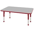 ECR4Kids Thermo-Fused Adjustable 48 x 30 Rectangle Laminate Activity Table Grey/Red (ELR-14210-GYRDRDCH)