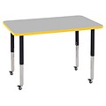ECR4Kids Thermo-Fused Adjustable Leg 48 x 30 Rectangle Laminate Activity Table Grey/Yellow/Black (ELR-14210-GYYEBKSL)