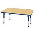 ECR4Kids Thermo-Fused Adjustable 48 x 30 Rectangle Laminate Activity Table Maple/Blue (ELR-14210-MPBLBLCH)