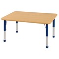 ECR4Kids Thermo-Fused Adjustable 48 x 30 Rectangle Laminate Activity Table Maple/Maple/Blue (ELR-14210-MPMPBLCH)