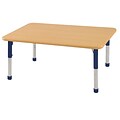 ECR4Kids Thermo-Fused Adjustable 48 x 30 Rectangle Laminate Activity Table Maple/Maple/Navy (ELR-14210-MPMPNVCH)