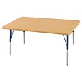 ECR4Kids Thermo-Fused Adjustable Swivel 48 x 30 Rectangle Laminate Activity Table Maple/Maple/Navy (ELR-14210-MPMPNVTS)