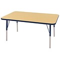 ECR4Kids Thermo-Fused Adjustable Swivel 48 x 30 Rectangle Laminate Activity Table Maple/Navy (ELR-14210-MPNVNVTS)