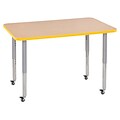 ECR4Kids Thermo-Fused Adjustable Leg 48 x 30 Rectangle Laminate Activity Table Maple/Yellow/Silver (ELR-14210-MPYESVSL)