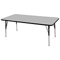 ECR4Kids Thermo-Fused Adjustable Ball 60 x 30 Rectangle Laminate Activity Table Grey/Black (ELR-14211-GYBKBKTB)