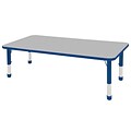 ECR4Kids Thermo-Fused Adjustable 60 x 30 Rectangle Laminate Activity Table Grey/Blue (ELR-14211-GYBLBLCH)